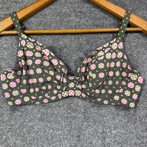 Freya‎ Bikini Top Underwire 34DD Olive Pink Geometric Print Swimwear